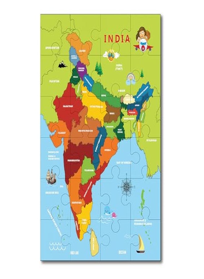 Khilonewale India Map Jigsaw Puzzle for Kids 3+ Years | 8x12 Inch Educational India Geography Puzzle - Image 1